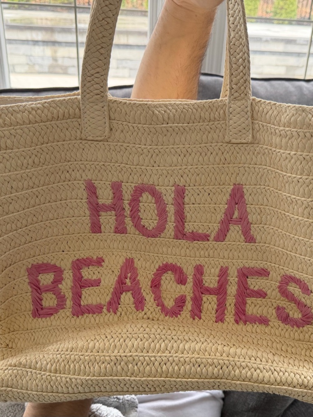 “Hola beaches” straw tote bag